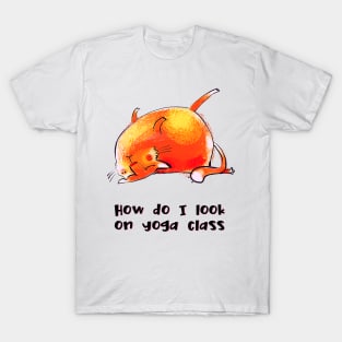 How do I look on yoga class funny yoga and cat drawing T-Shirt